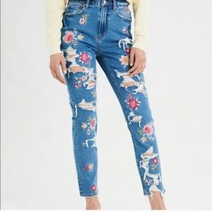 American Eagle Outfitters embroidered mom jeans